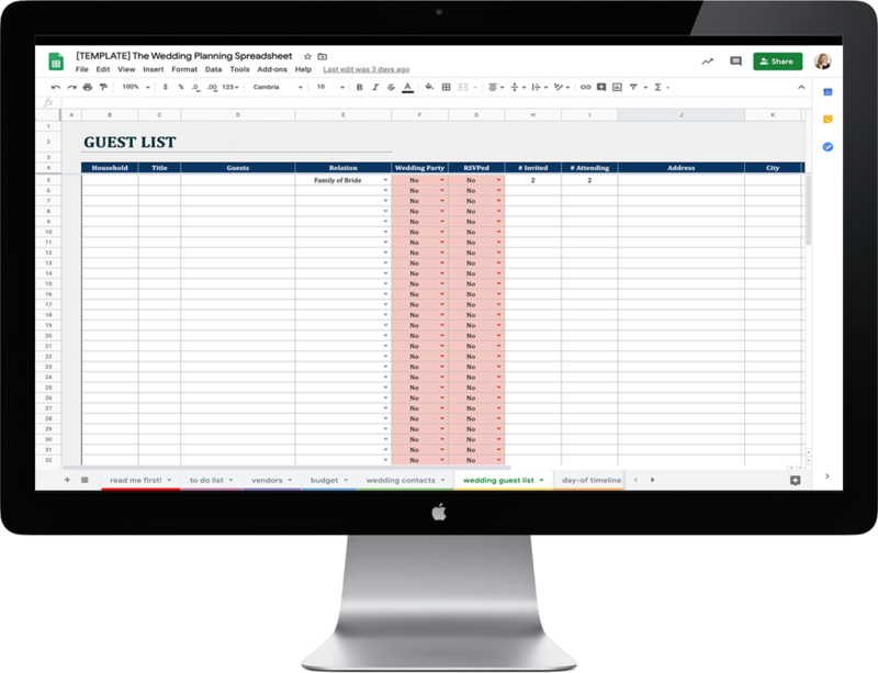 The Wedding Planning Spreadsheet