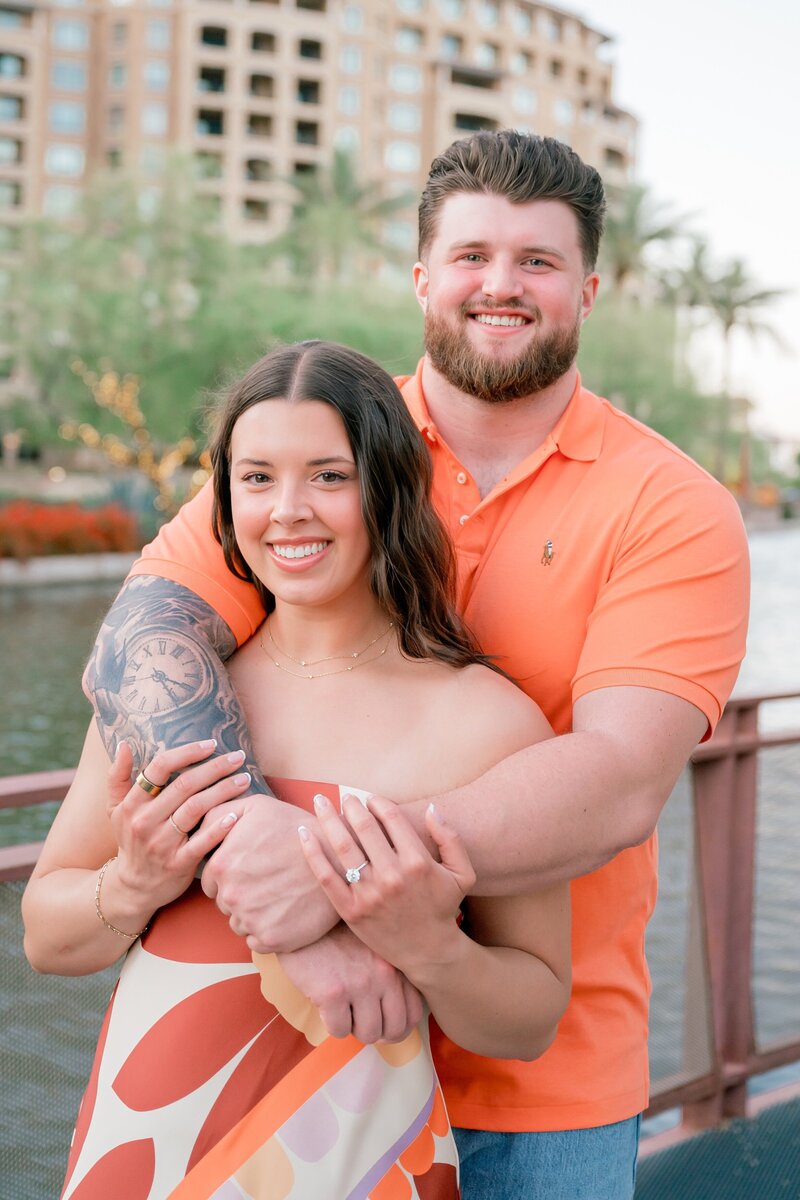 Mother and daughter posing for family photos  in Silverleaf Neighborhood in Scottsdale Az