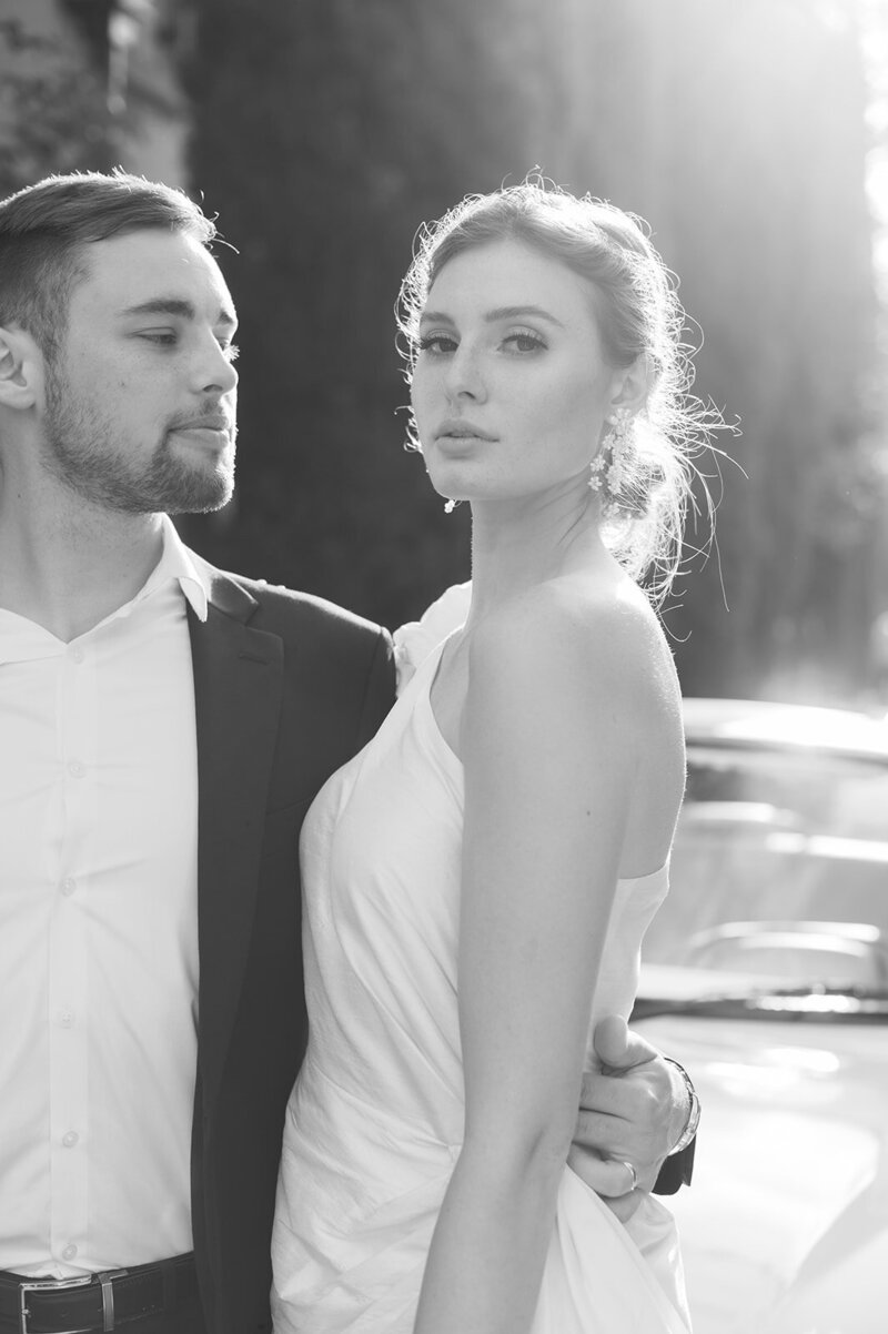 Couple portraits in black and white in Austin at Commodore Perry 