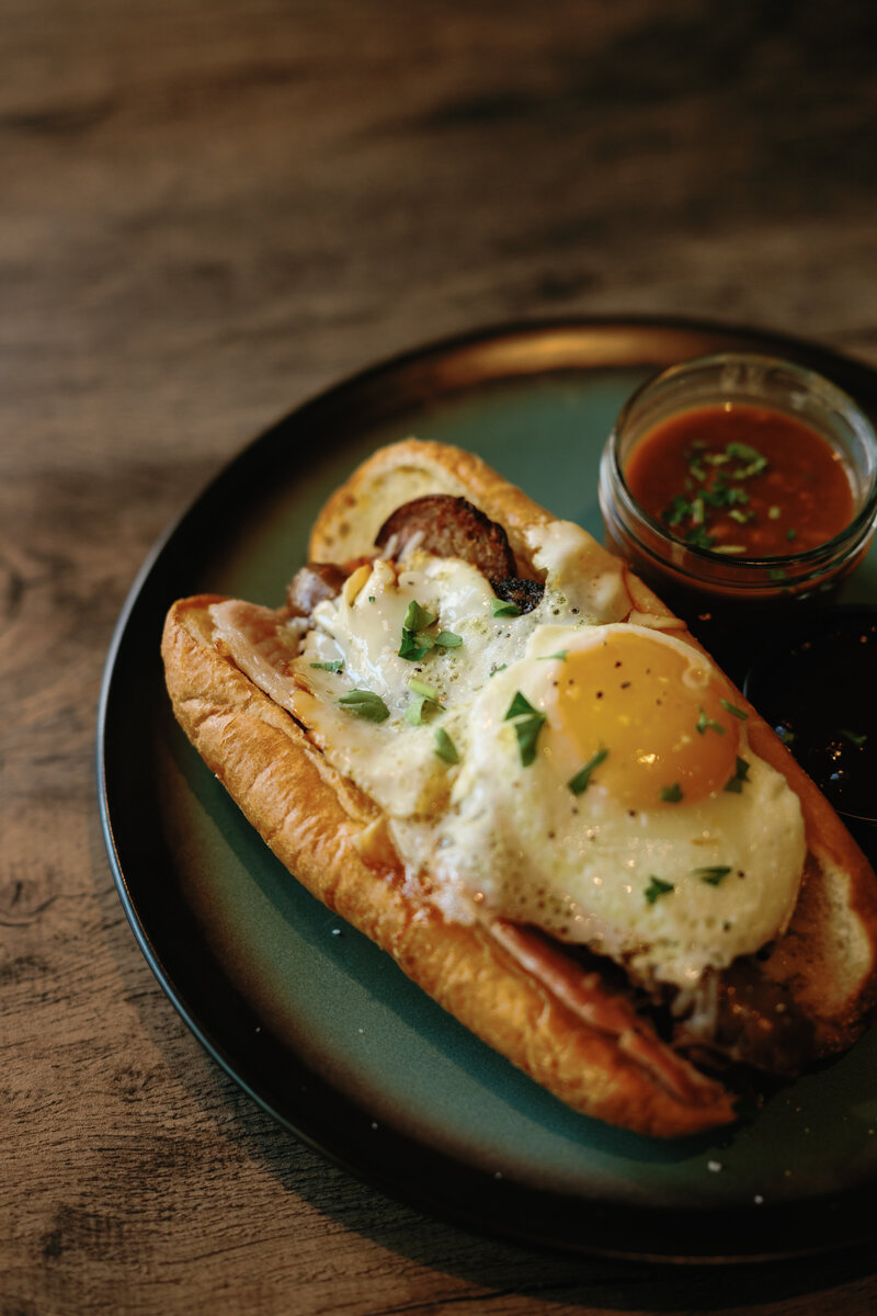 Breakfast sandwich at Oak & Vine Celtic Cafe