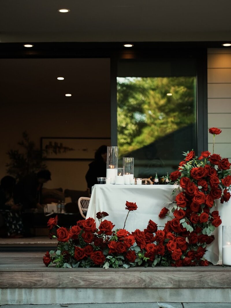 rose arrangements styled by Yours Truly, a wedding planner and designer in New Jersey