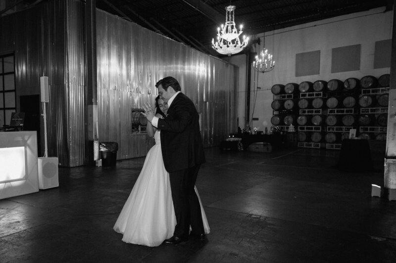 Bride and groom, first dance at the venue upstairs Atlanta