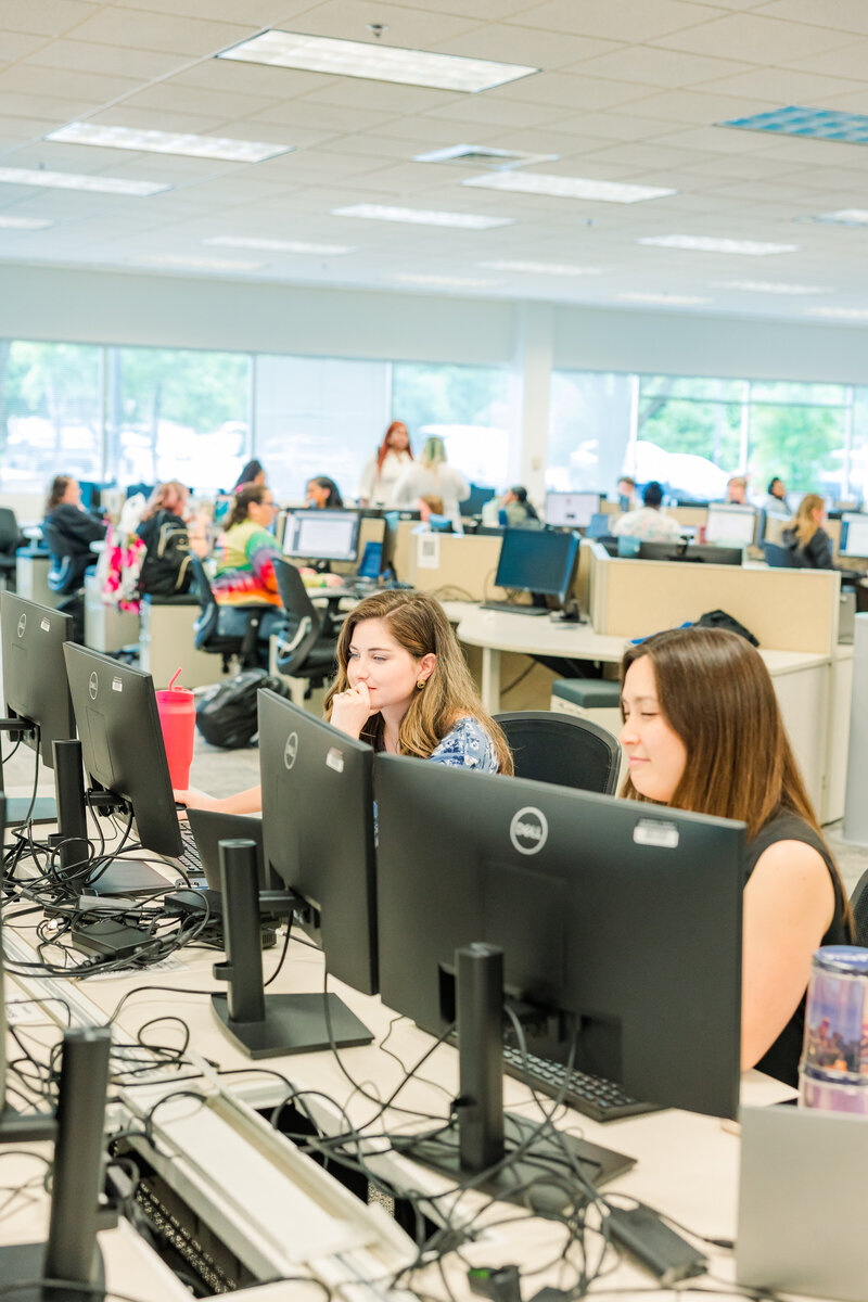 Professional corporate office photography in Charlottesville, VA, capturing modern business environments and team portraits in a sleek, productive setting