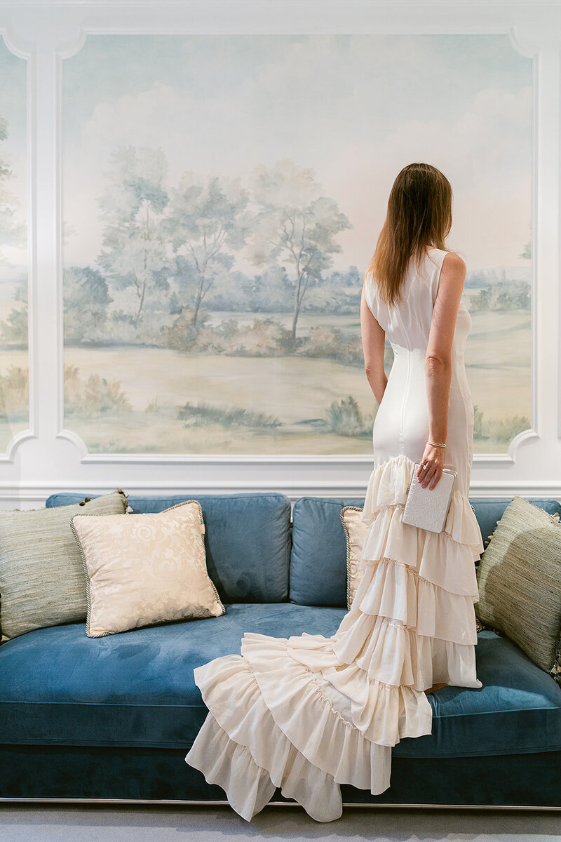 Editorial bridal photoshoot in New York featuring Sara Nicole Vintage gown.