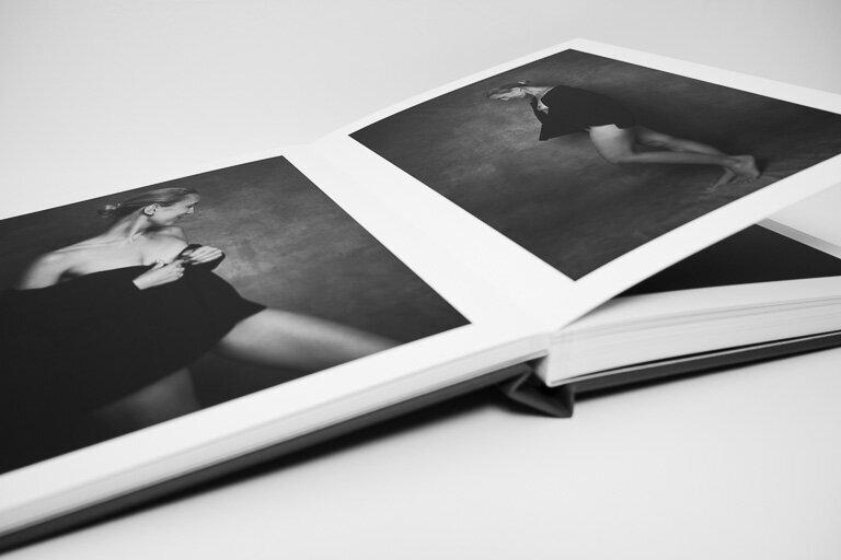 Album pages with elegant boudoir photos