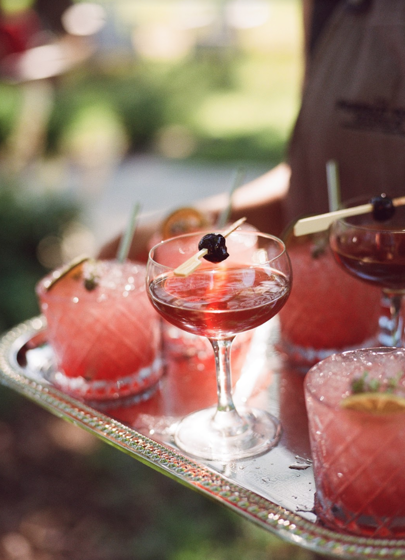 bright pink cocktails served at wedding