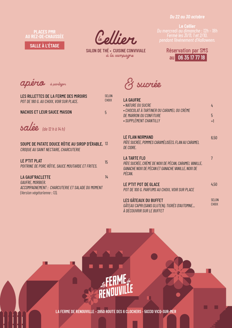 Salon de thé et restauration conviviale de la ferme de Renouville menu de la semaine