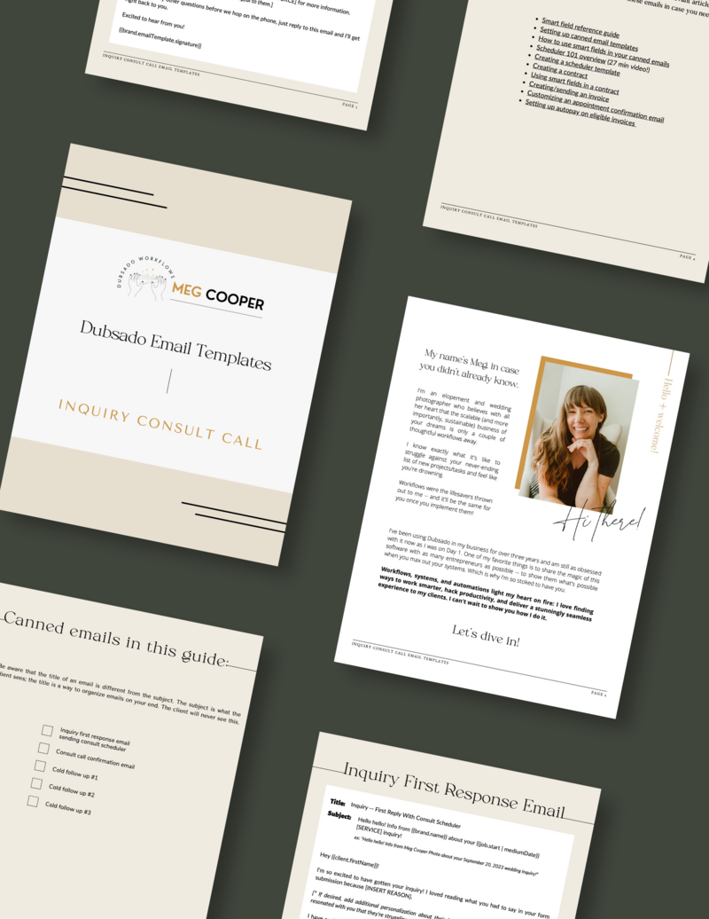 INQUIRY CONSULT CALL EMAIL TEMPLATES - MEG COOPER DUBSADO WORKFLOW