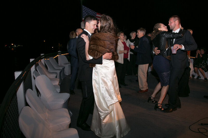 Bride and Groom dancing together in dark | Wedding Photography