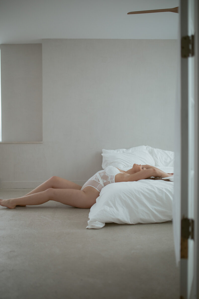 woman in lingerie playing with her hair