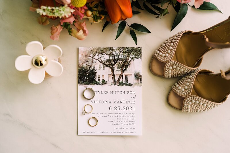 wedding invite and rings