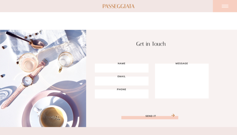 Passeggiata Showit Website Template Contact Form