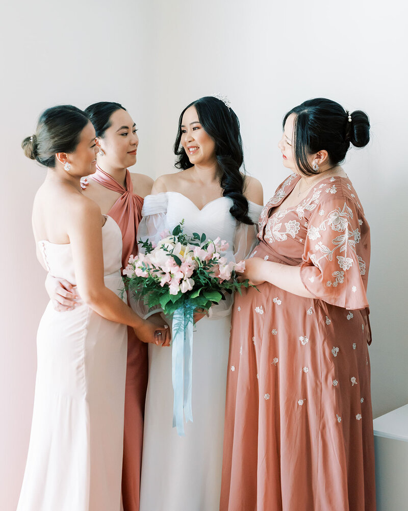 Wedding Photographer Anna Lundgren helloalora bridesmaids in different dresses Vietnamese Weddingin Stockholm Sweden