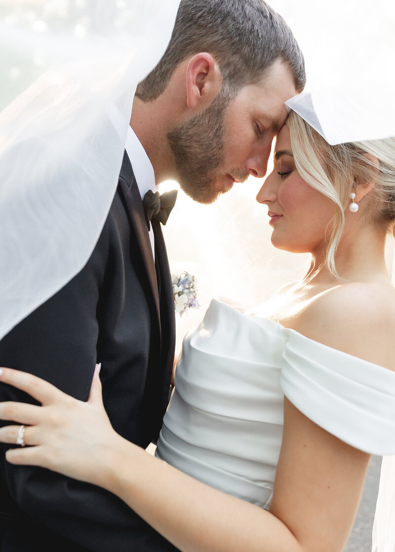 elegant closeup portrait of the bride and groom