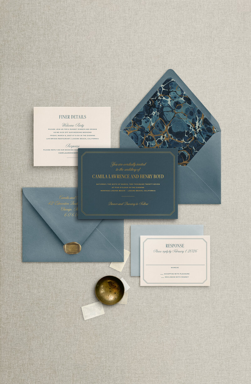 Semi Custom wedding invitation with letterpress