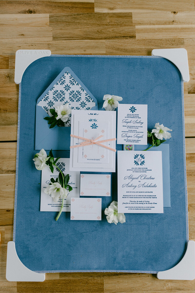 Mat Mates used to hold down styling mat corners for stable flat lay photography