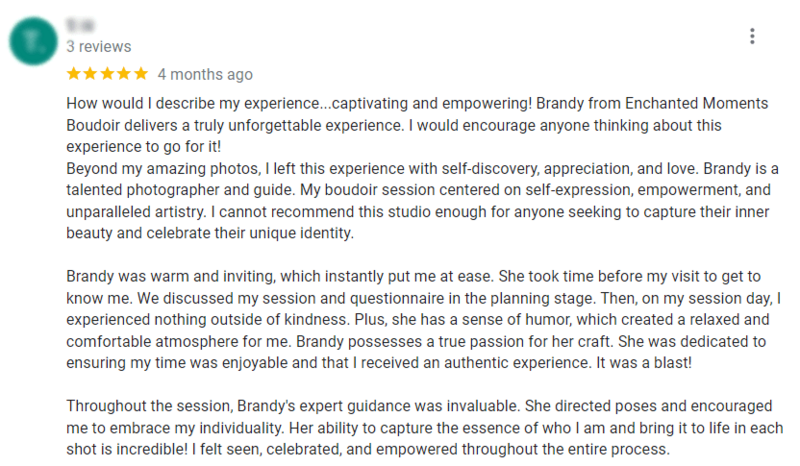 Screen shot of boudoir review