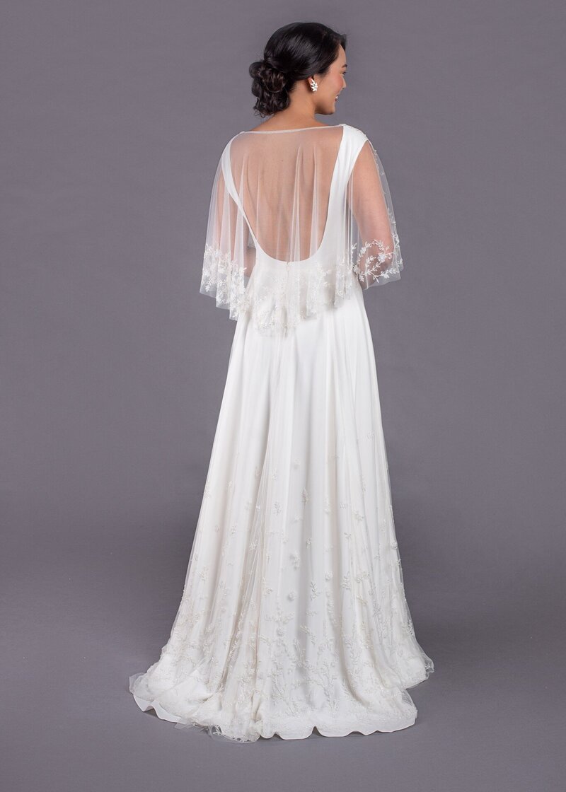 Edith Elan - detachable beaded bridal cape
