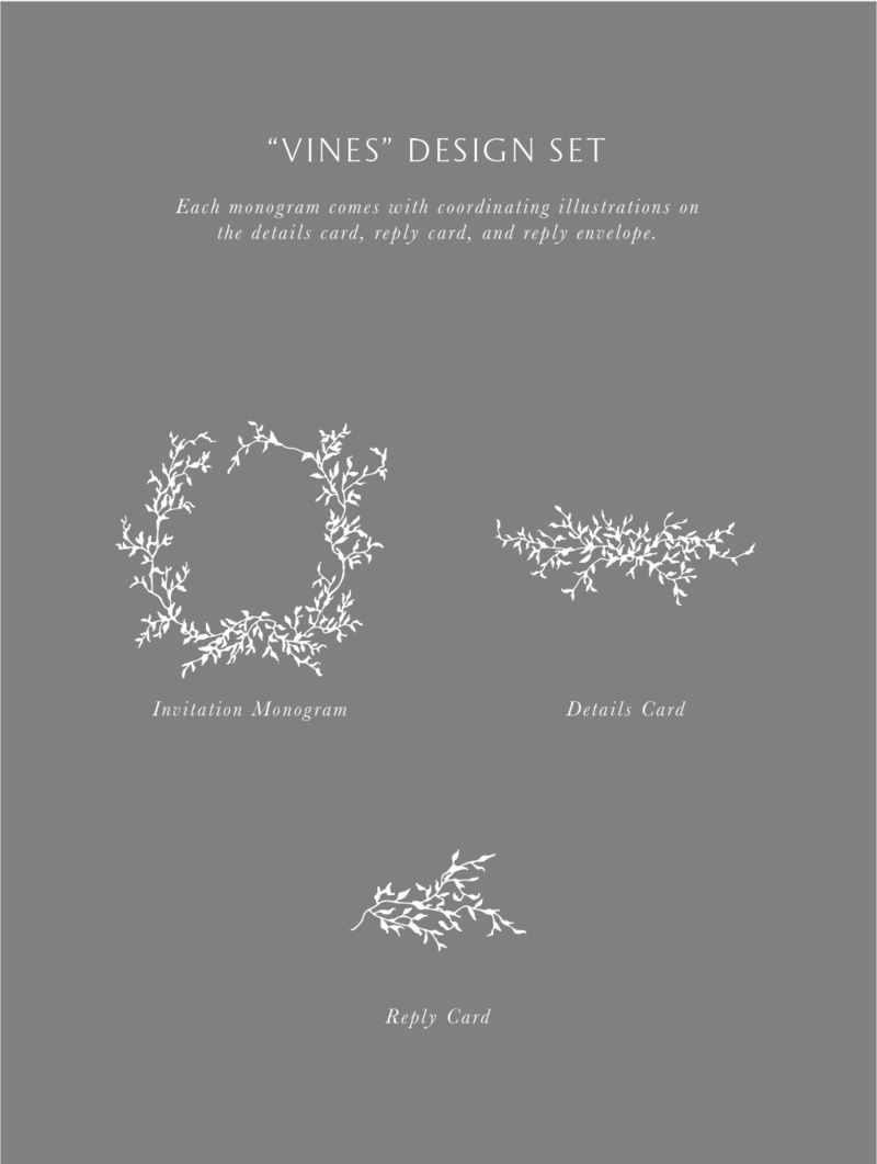 Semi-Custom Invitations - Romantic Chateau Collection  4-Piece Suite Vines Design Set Illustrations
