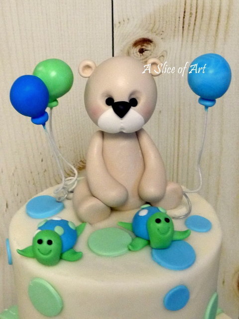 fondant teddy baby shower cake