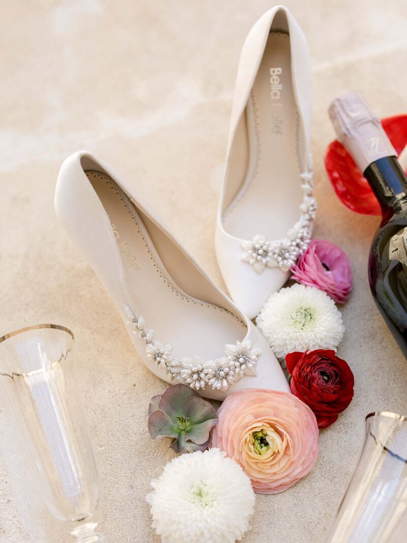 Bridal-shoes-and-colorful-flowers