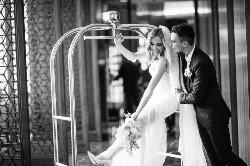 Bride embraces her new husband for a portrait at La Paloma in Tucson, Arizona.