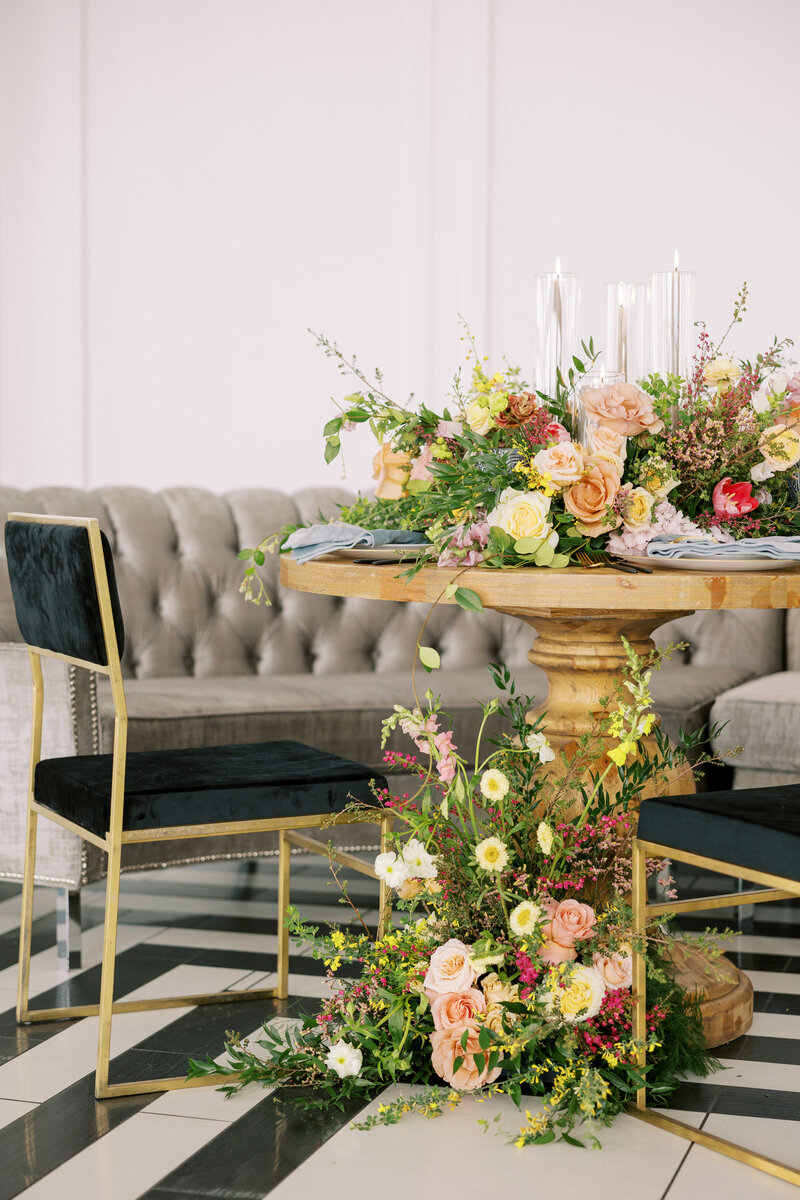 Table styled with wedding decor