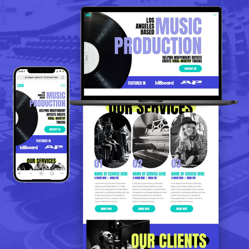 Music Production Showit Website Template