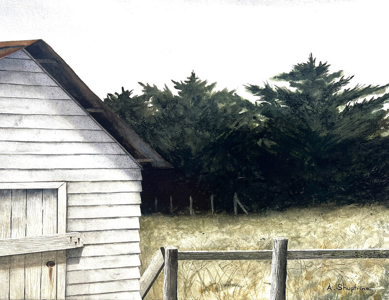 Keep Out © Alan Shuptrine, watercolor, 12.75 x 17.5 inches