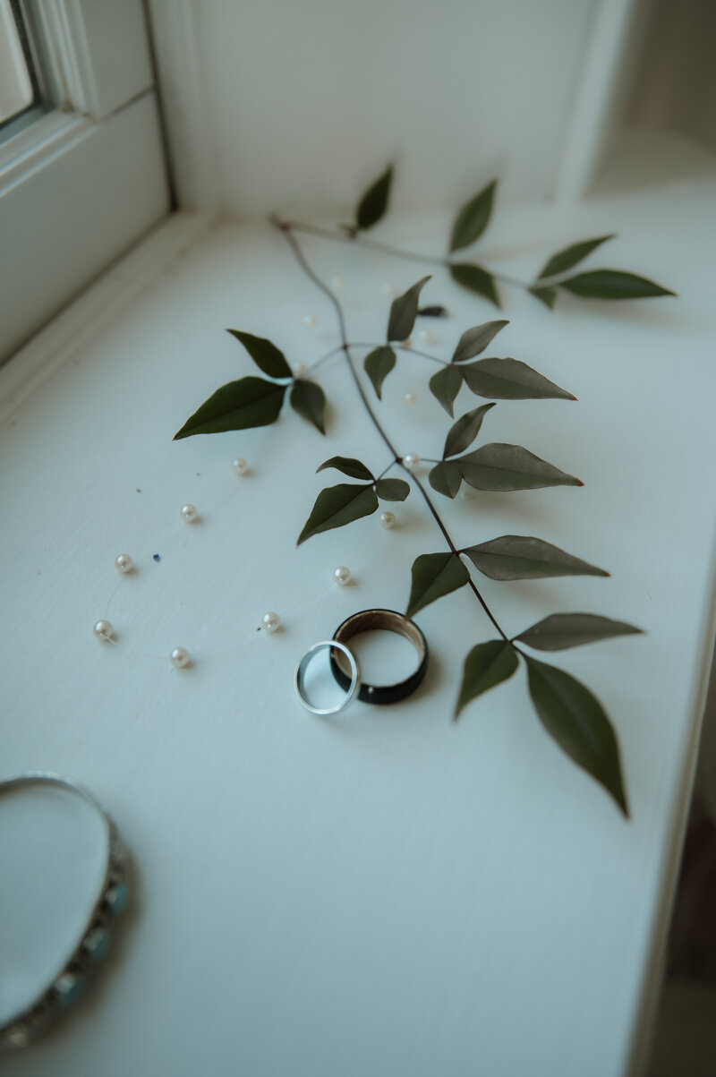 wedding rings and wedding jewelry photographed for wedding at bortner valley wedding venue
