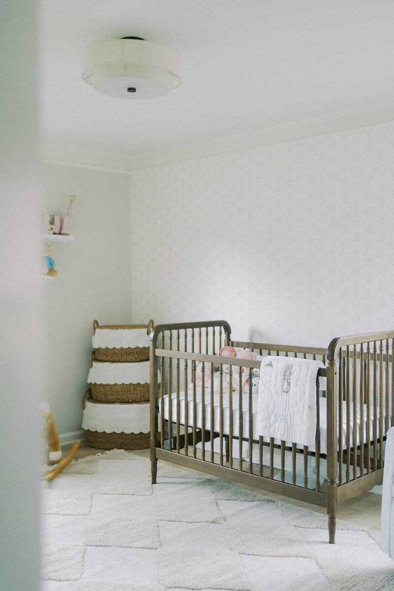 a crib in a nursery