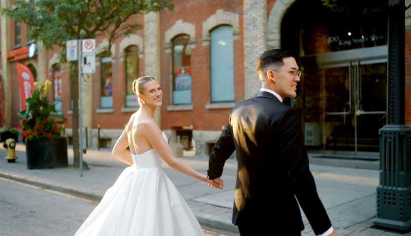 bride and groom at Pearle Hotel wedding