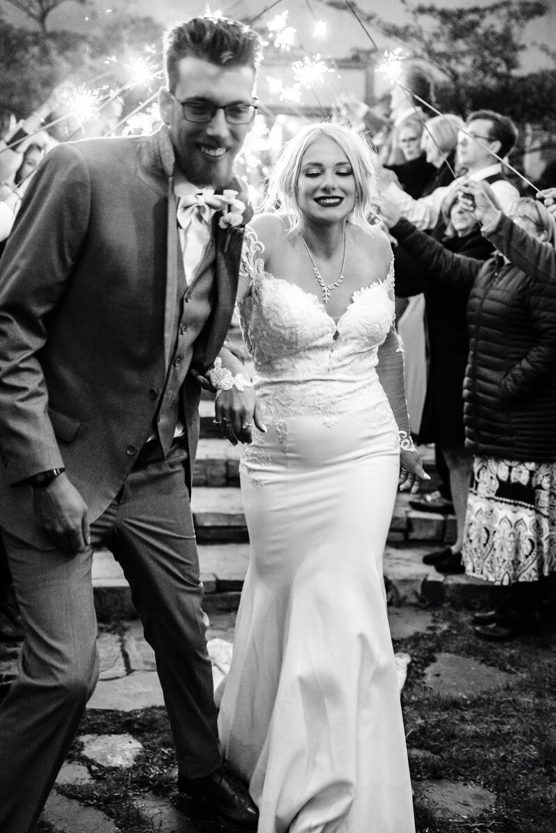 Bride and groom sparkler exit at Ten Spoon Winery in Missoula, MT