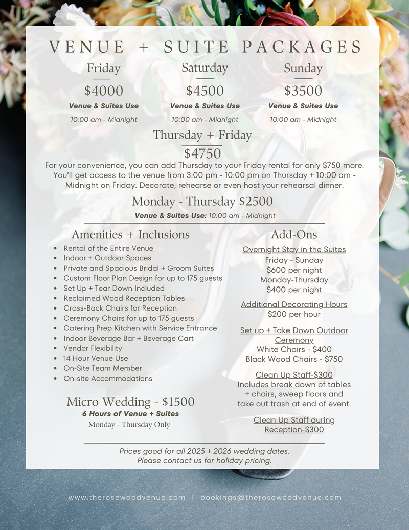 Mount Vernon Texas Wedding Venue Pricing Guide