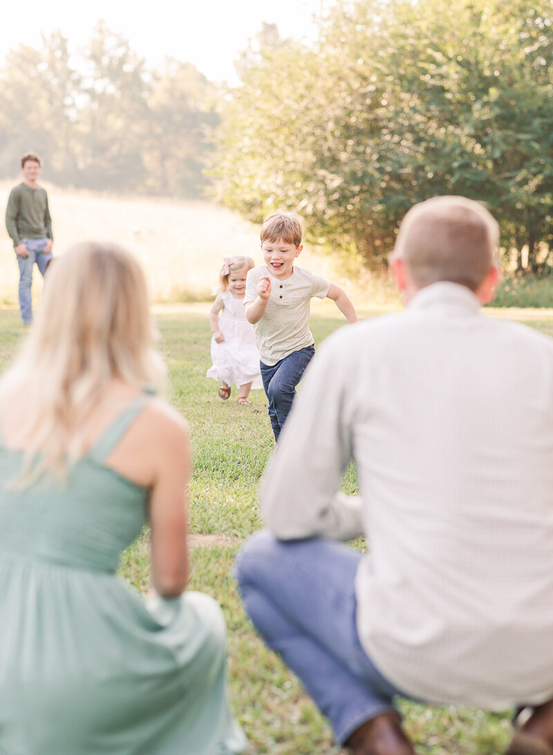 children running to parents