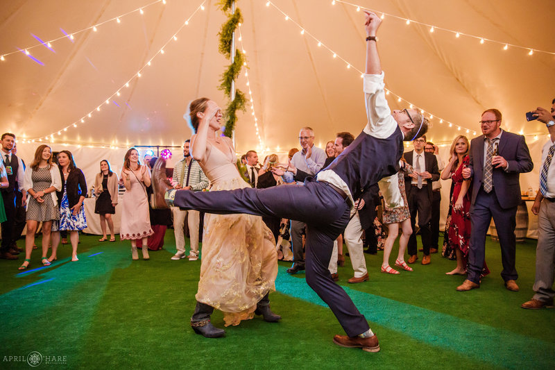 Dancing inside the B Lazy 2 Ranch and Event Center in Colorado