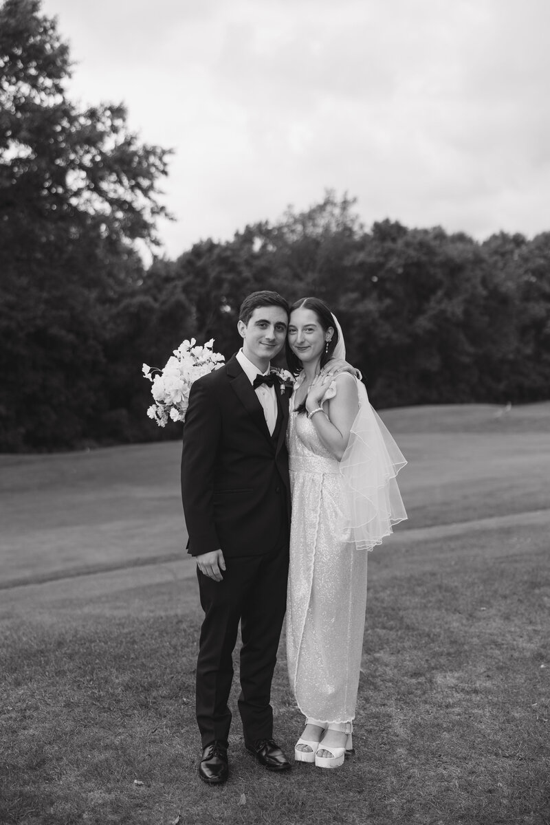 black and white bride and groom portrait