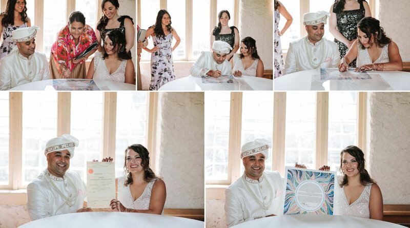 The couple after signing thier Ketubah at  Bartram's Garden in Philadelphia