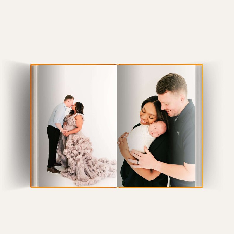 photo album of maternity and newborn photos captured by Springfield MO family and motherhood photographer