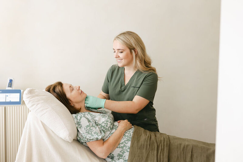 Patient undergoing dermal filler treatment at Dr Olivia James Aesthetics clinic