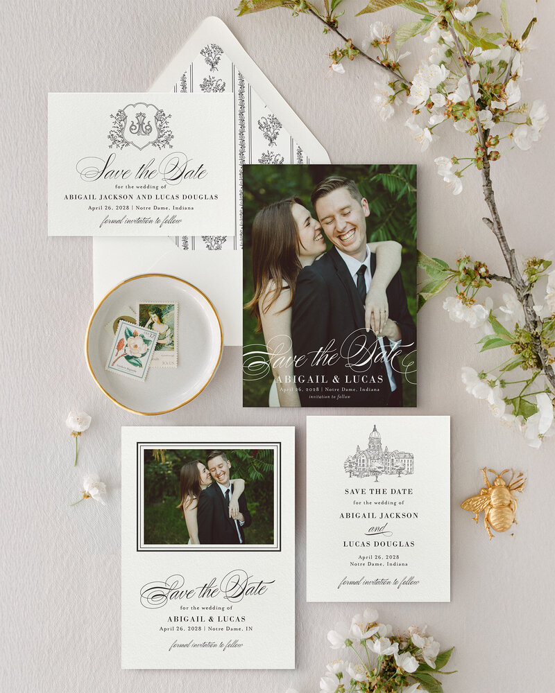 semi custom wedding save the date cards with multiple layout options