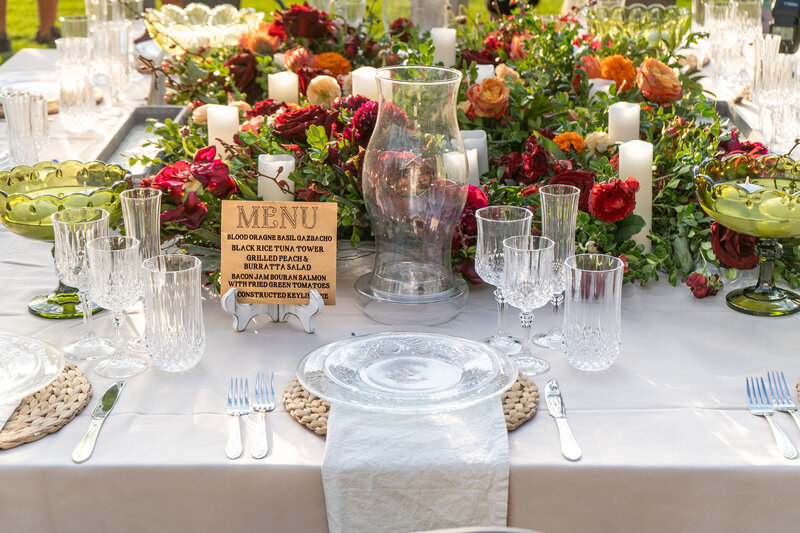 Colorado Private Dinner Party backyard table setting