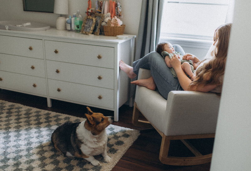 mom rocking baby in her home in Scottsdale, AZ