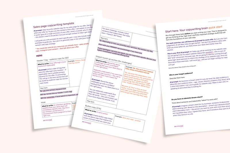 Sales page website copywriting template in Google docs