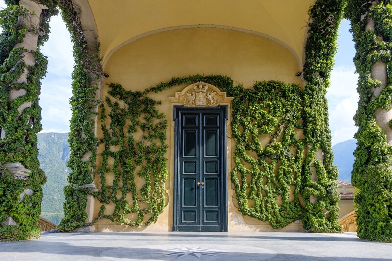 Villa del Balbaniello Lake Como view of the green door
