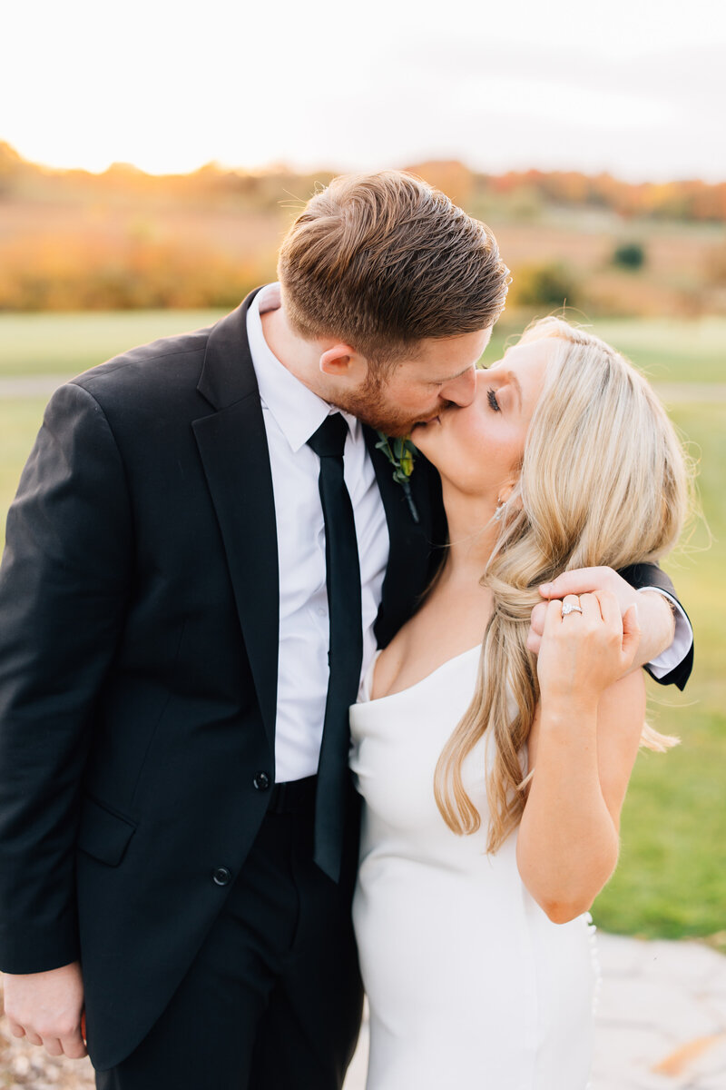 Bride and groom walk up memorial steps at their DC wedding
