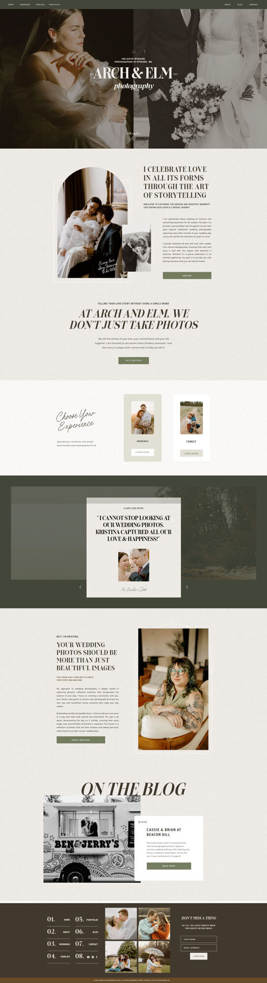 Wedding photographer's website mockup by website and brand designer for photographers Palme Design Co
