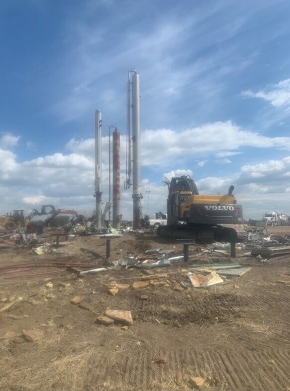 metalnecks demolishing a oilfield site in alberta