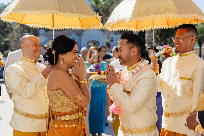 Bride and Groom in Traditional Khmer Wedding Ceremony Rituals | Khmer Wedding Photographer, Phavy Photography