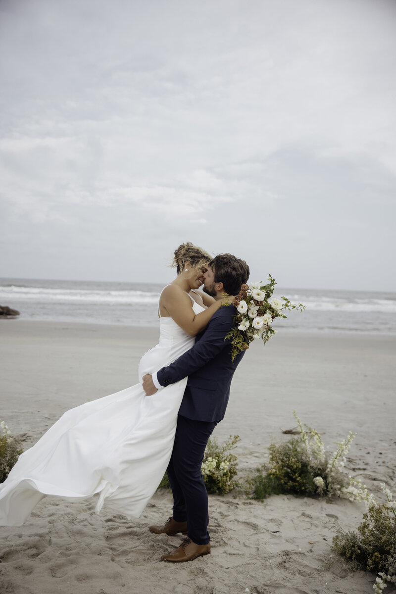beach destination wedding in mexico of couple celebrating their marriage